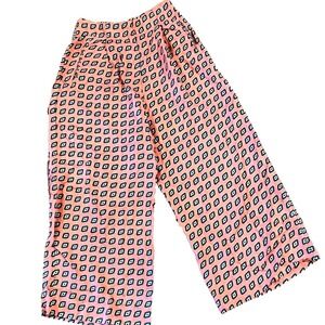 Etro Silk Cropped Palazzo Pants IT 38 (US 2-4) Resort Wear Pink Green Italy